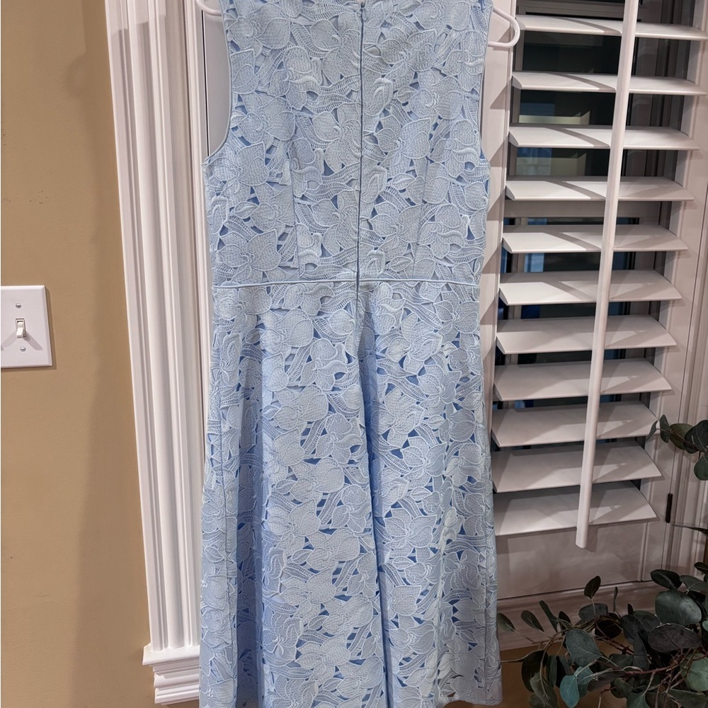 Ann Taylor V-Neck Embroidered Lace Sleeveless Dress Blue 4 - Picture 11 of 11